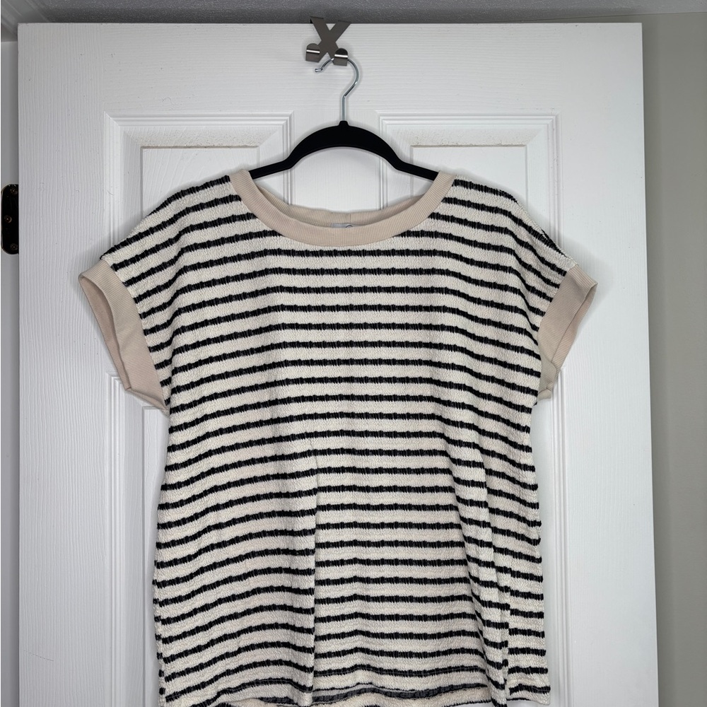 Magnolia Boutique Textured Cream Striped Top & Shorts Set